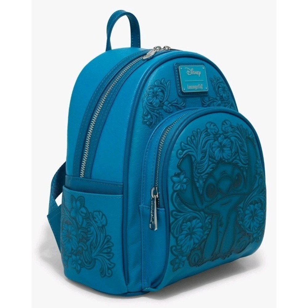 NEW Loungefly‎ Disney Lilo & Stitch BLUE Tonal Stitch Carving Mini Backpack